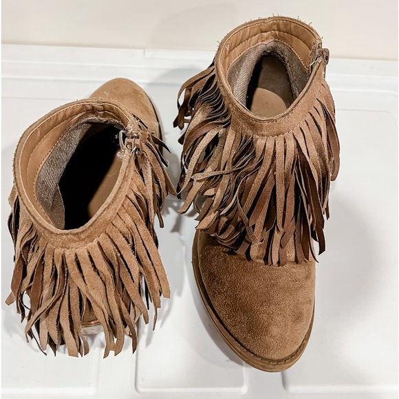 Taupe Suede Fringe Booties - Picture 3 of 3